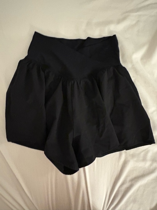 aerie Pants - aerie Black High-Waist Flared Athletic Shorts